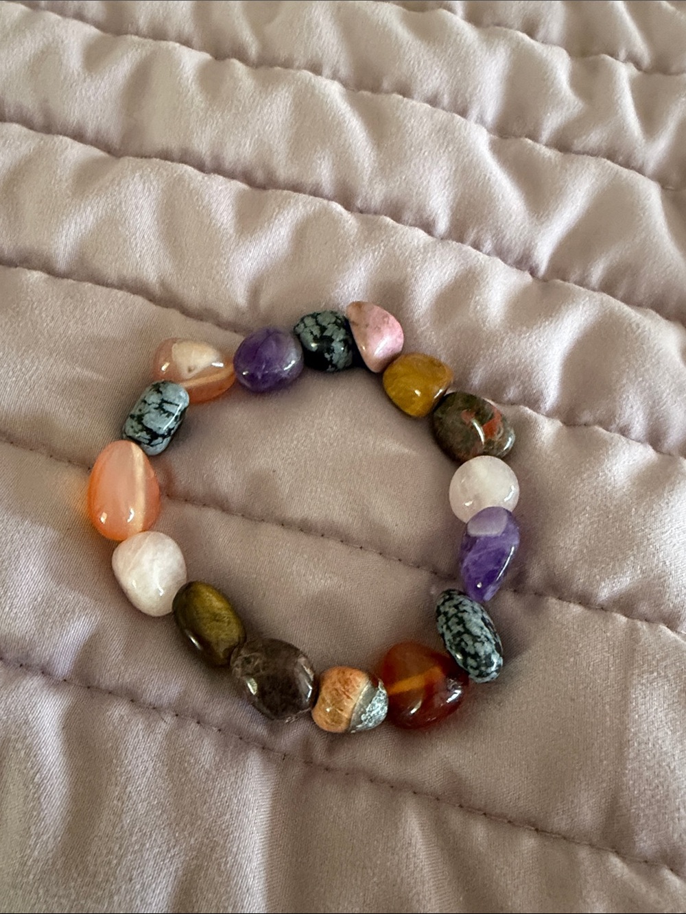 Multi-Stone Stretch Bracelet - Colorful Gem Beads